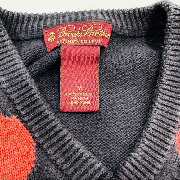 Brooks Brothers Children's Navy & Pink Argyle V-neck Sweater Vest - Picture 3 of 5